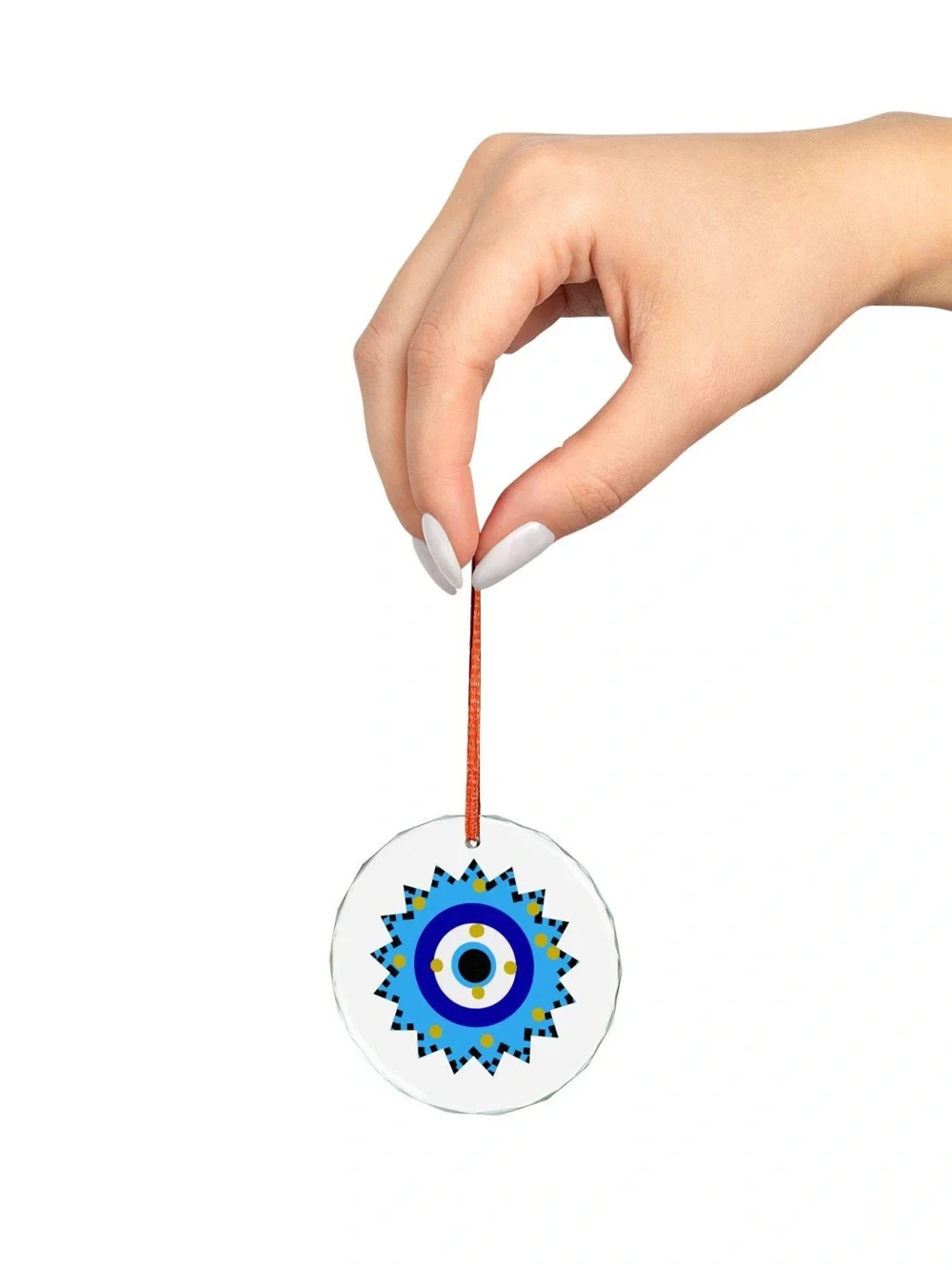 Decorative Glass Evil Eye Ornament - Blue